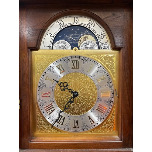 191 - 20th Century Ascot Longclock with Westminster Chime brass Dial Moon face Calendar 
Silent Chime
Beve... 