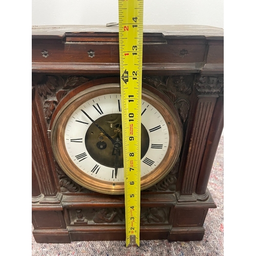 188 - 19th Century French Oak Carved Mantle Clock A/F