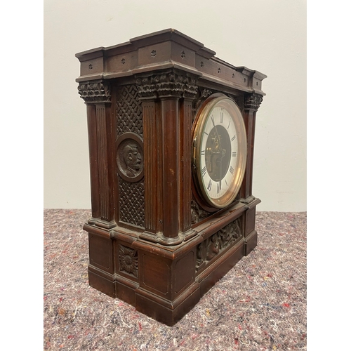 188 - 19th Century French Oak Carved Mantle Clock A/F