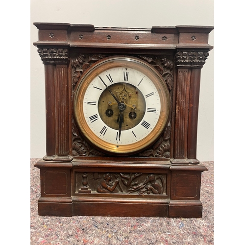 188 - 19th Century French Oak Carved Mantle Clock A/F