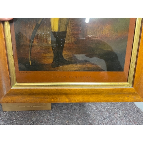 9 - Pair of framed 19th Century Aquatinted Book plates of Military Framed with smoked glass 15.5