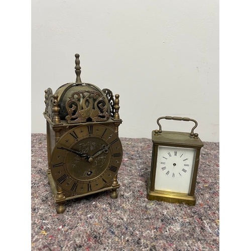 190 - 20th Century Empire Brass Mantle clock + Carriage Clock A/F