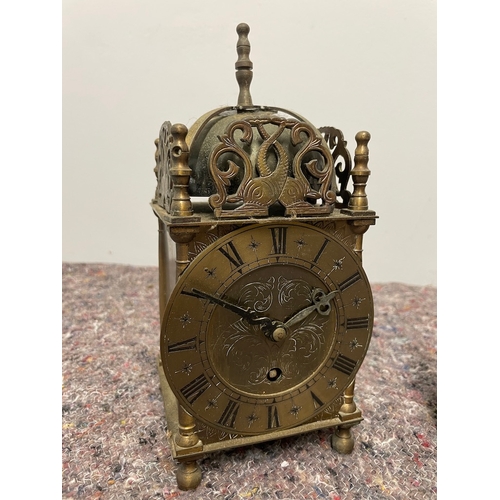 190 - 20th Century Empire Brass Mantle clock + Carriage Clock A/F