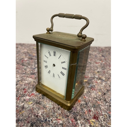 190 - 20th Century Empire Brass Mantle clock + Carriage Clock A/F