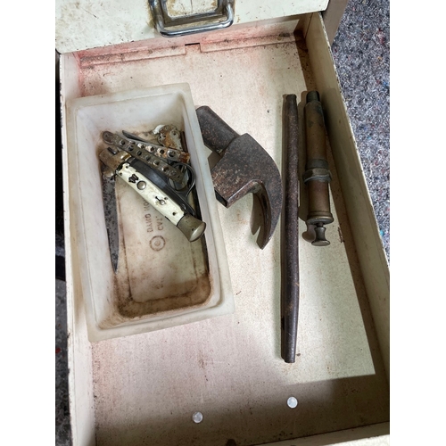 217 - Vintage Metal Bisley Cabinet + Tools