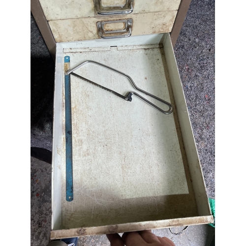 217 - Vintage Metal Bisley Cabinet + Tools
