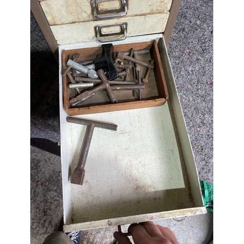 217 - Vintage Metal Bisley Cabinet + Tools