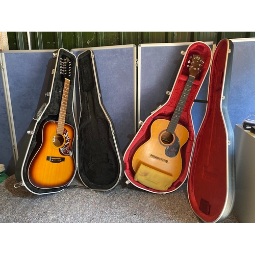 177A - Two vintage acoustic guitars with hard cases