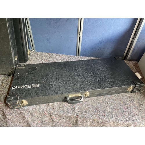 177C - Three vintage guitar / keyboard hard travel cases Fender / Roland