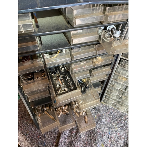 215B - 5 Vintage Multi Draw Component Cabinets with contents as shown