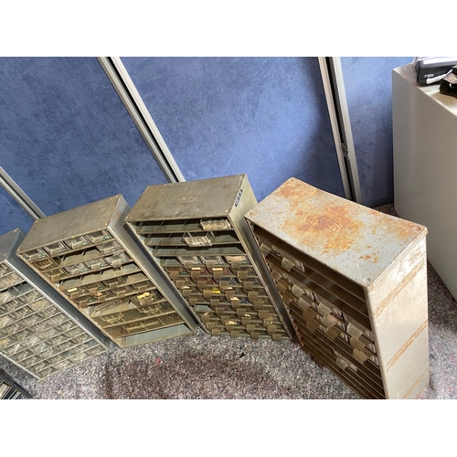 215B - 5 Vintage Multi Draw Component Cabinets with contents as shown