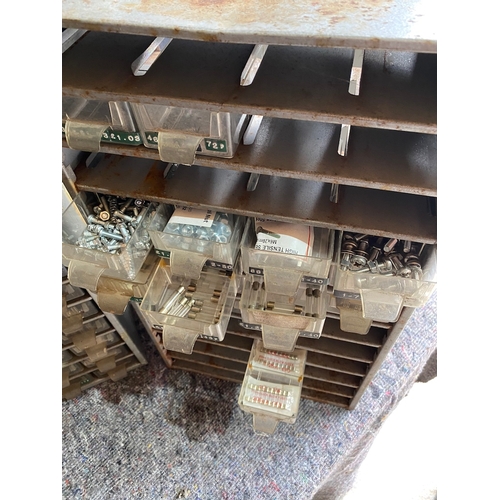 215B - 5 Vintage Multi Draw Component Cabinets with contents as shown