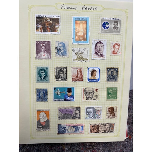 51 - Folder containing over 100 pages of  British & World Stamps of Famous People / Fish / Flags / Footba... 