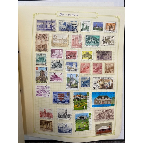 55 - Folder containing over 20/30 pages of British & World Stamps of Buildings / Butterflies & Insects