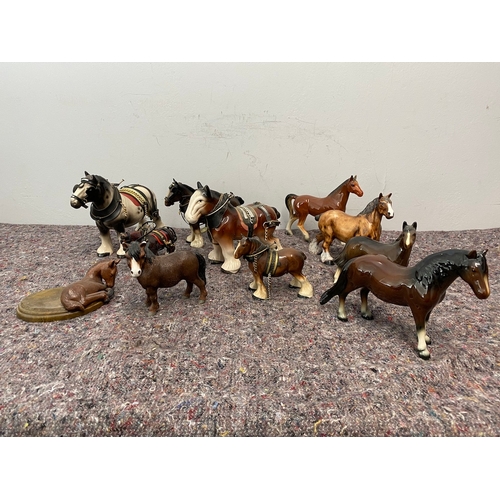 102 - Collection of porcelain horse / shire ornaments