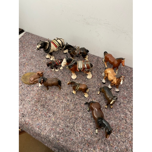 102 - Collection of porcelain horse / shire ornaments