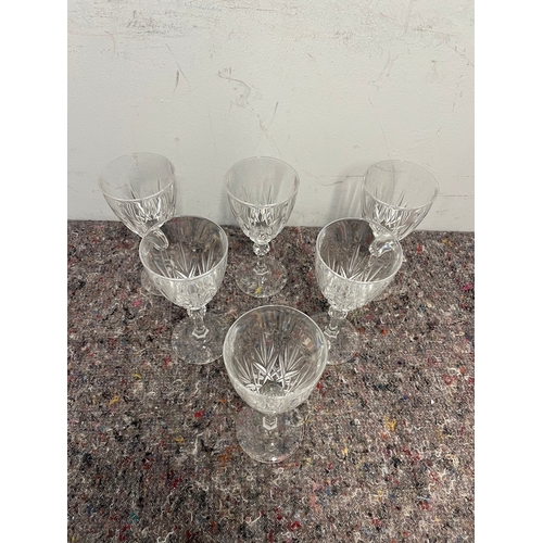 112 - Set of 6 cut lead crystal glasses all in good order