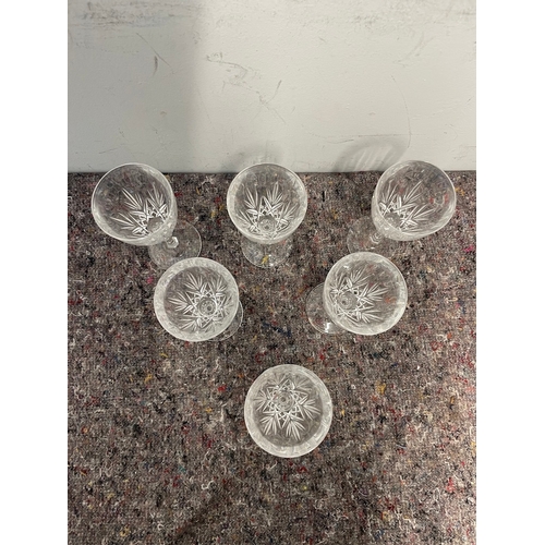 112 - Set of 6 cut lead crystal glasses all in good order