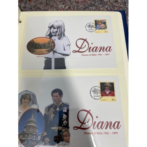 76 - Three albums of Princess Diana Stamps / Presentation Folders / First Day covers etc