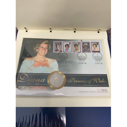 77 - Three albums of princess Diana Commemorative Coins / Medals / Stamps