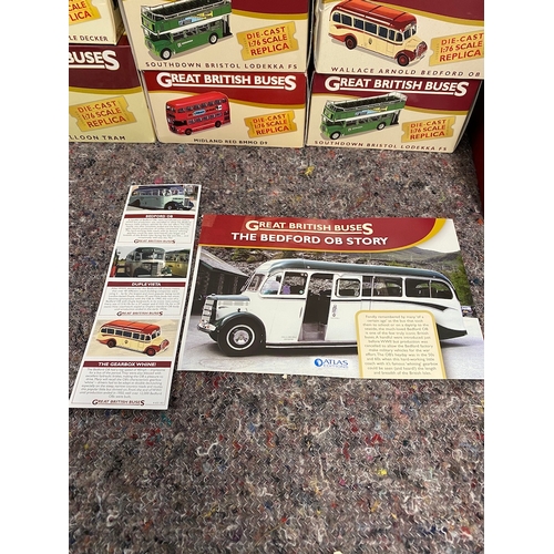 81 - Boxed Collection of Great British Buses by Atlas Editions Models + paperwork