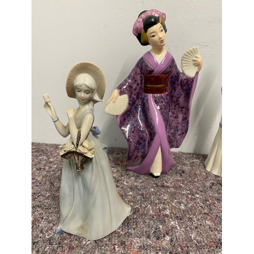 89 - Collection of porcelain figures of ladies / Geishas inc Capodimonte