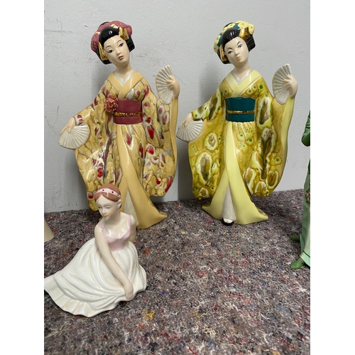 89 - Collection of porcelain figures of ladies / Geishas inc Capodimonte