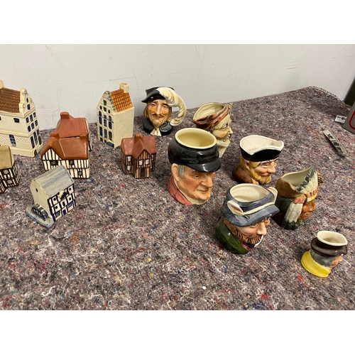 90 - Collection of various cottage & toby jug ornaments - some A/F