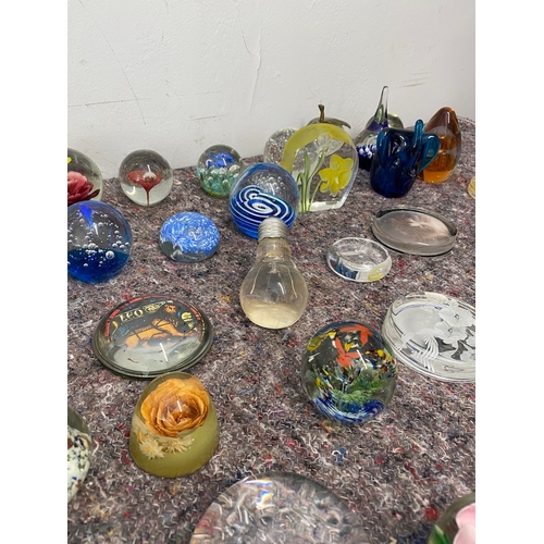 97 - Large collection of glass and resin paperweights