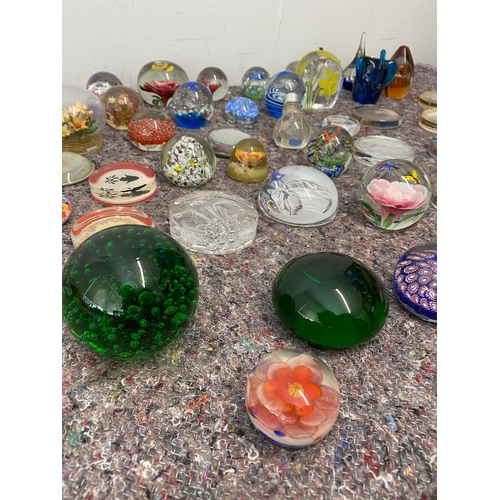 97 - Large collection of glass and resin paperweights