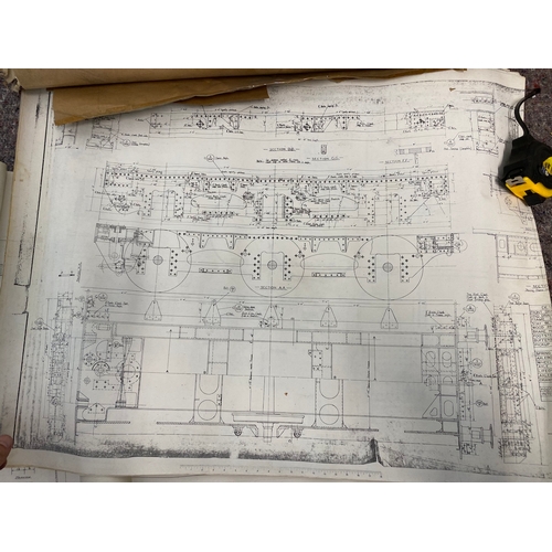 124 - Collection of approx 40/50 vintage copies of steam engines / Merryweather Engines blue prints / sche... 