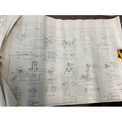 124 - Collection of approx 40/50 vintage copies of steam engines / Merryweather Engines blue prints / sche... 