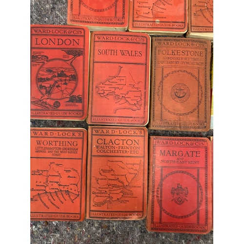 128 - Collection of 14 Ward Lock & Co Antique map books various Great Britain Locations