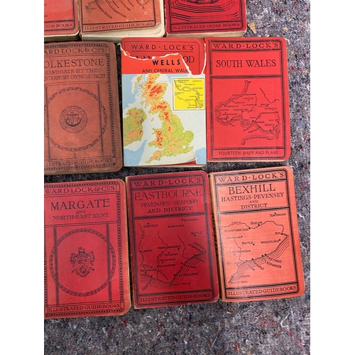 128 - Collection of 14 Ward Lock & Co Antique map books various Great Britain Locations