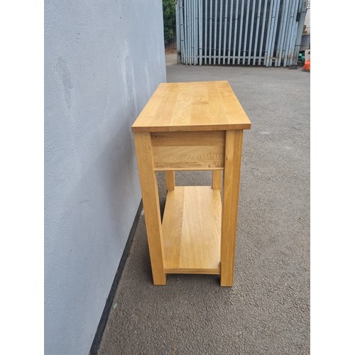 234 - Modern Oak Console Table with two draws - 77cm x 38cm x 77cm