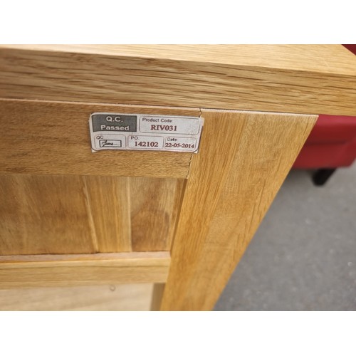 234 - Modern Oak Console Table with two draws - 77cm x 38cm x 77cm