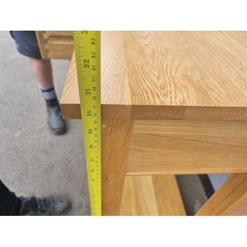 234 - Modern Oak Console Table with two draws - 77cm x 38cm x 77cm