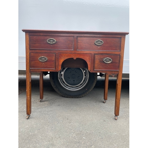 236 - 19th Century Mahogany Desk with 4 draws - 92cm x 45cm x  81cm - some trimming needs reattaching as s... 