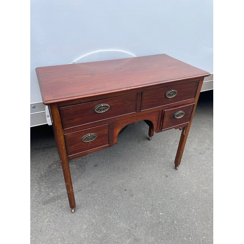 236 - 19th Century Mahogany Desk with 4 draws - 92cm x 45cm x  81cm - some trimming needs reattaching as s... 