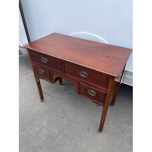 236 - 19th Century Mahogany Desk with 4 draws - 92cm x 45cm x  81cm - some trimming needs reattaching as s... 