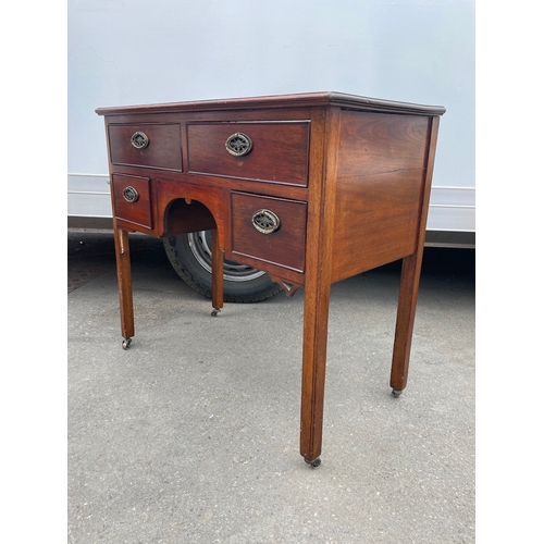 236 - 19th Century Mahogany Desk with 4 draws - 92cm x 45cm x  81cm - some trimming needs reattaching as s... 