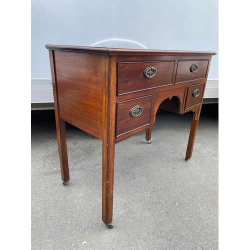 236 - 19th Century Mahogany Desk with 4 draws - 92cm x 45cm x  81cm - some trimming needs reattaching as s... 