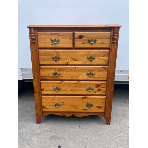 238 - Vintage Solid Pine 2 over 4 chest of drawers in very good order - 46cm x 113cm x 93cm