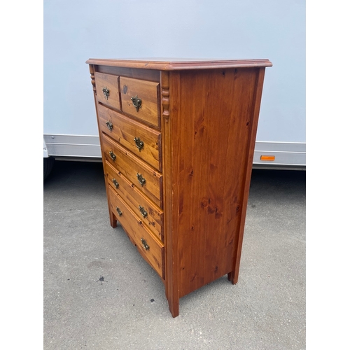 238 - Vintage Solid Pine 2 over 4 chest of drawers in very good order - 46cm x 113cm x 93cm