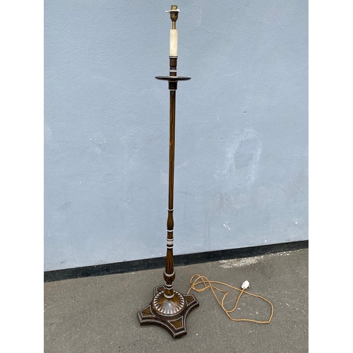 242 - Lovely Edwardian Imitation Painted Graining Standing Lamp with Painted white design throughout - 157... 