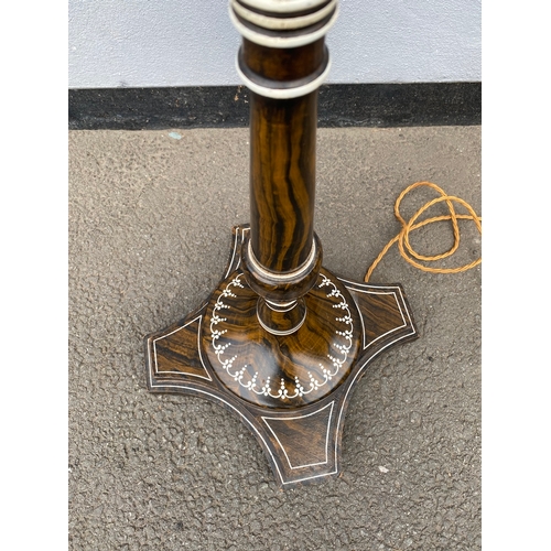 242 - Lovely Edwardian Imitation Painted Graining Standing Lamp with Painted white design throughout - 157... 