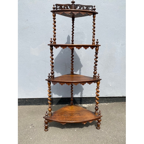 243 - Lovely Early 19th Century Rosewood Barley Twist 4 Tier Corner Etagere / Whatnot - in  good period or... 