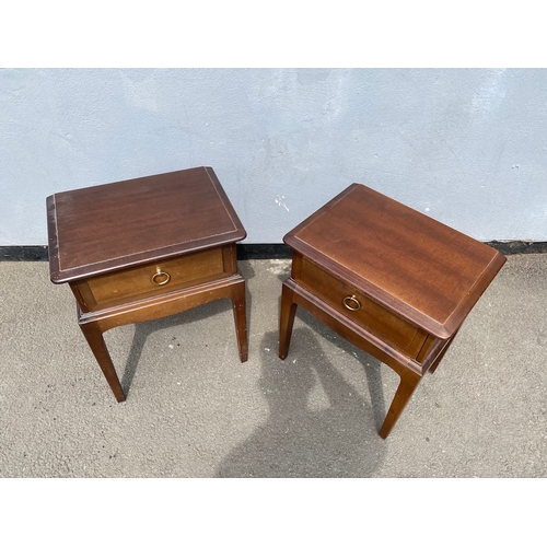 245 - Pair of Vintage Mahogany Stag Minstrel Bedside Tables - 45cm x 32cm x 55cm