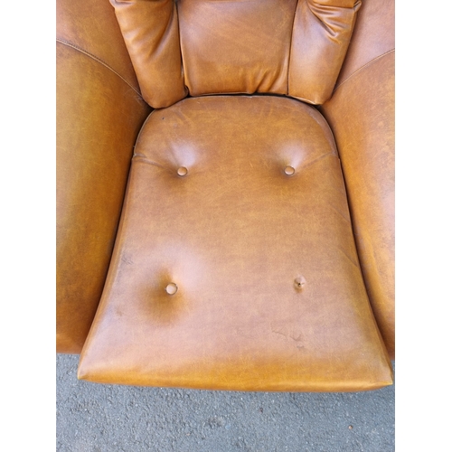 254 - Mid Century Mustard Leatherette Swivel Egg Chair