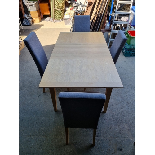 257 - Modern Extending Dining Table & 4 upholstered chairs - all in very good order , table has some corne... 